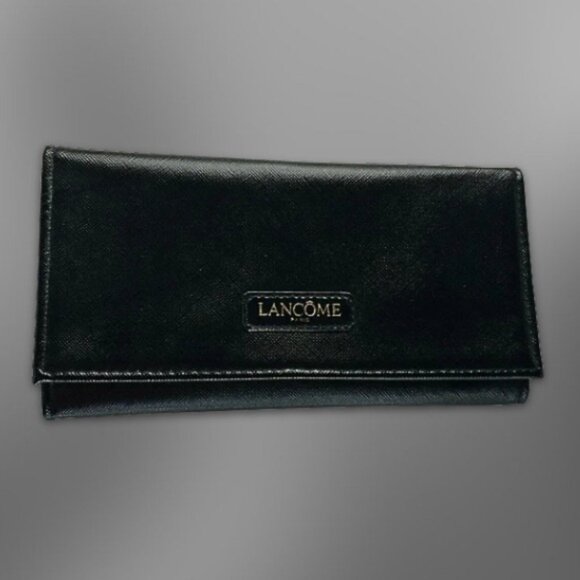 Lancôme Paris Cosmetic Wallet Tri-Fold Design Snap Closure Faux Leather Black OS - Picture 1 of 9
